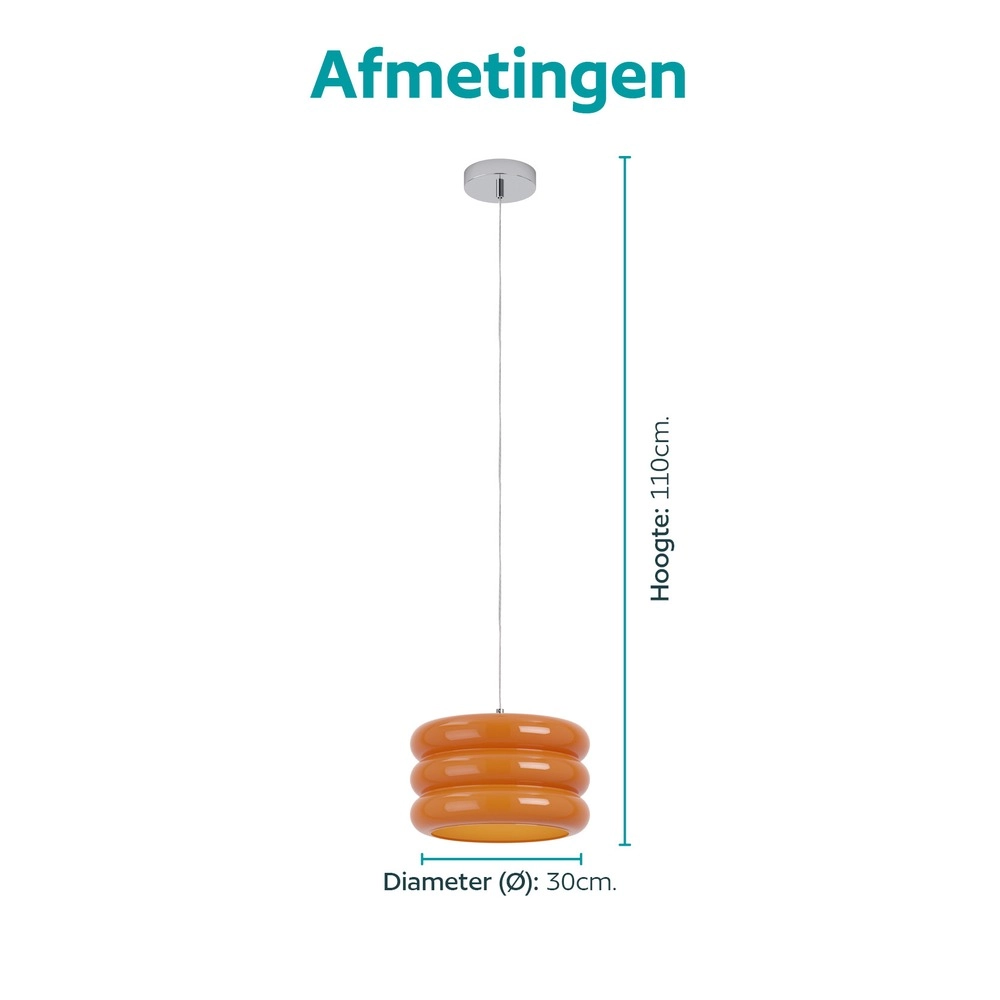 Design-Pendellampe Tortora Chrom mit orangefarbenem Ø 30cm