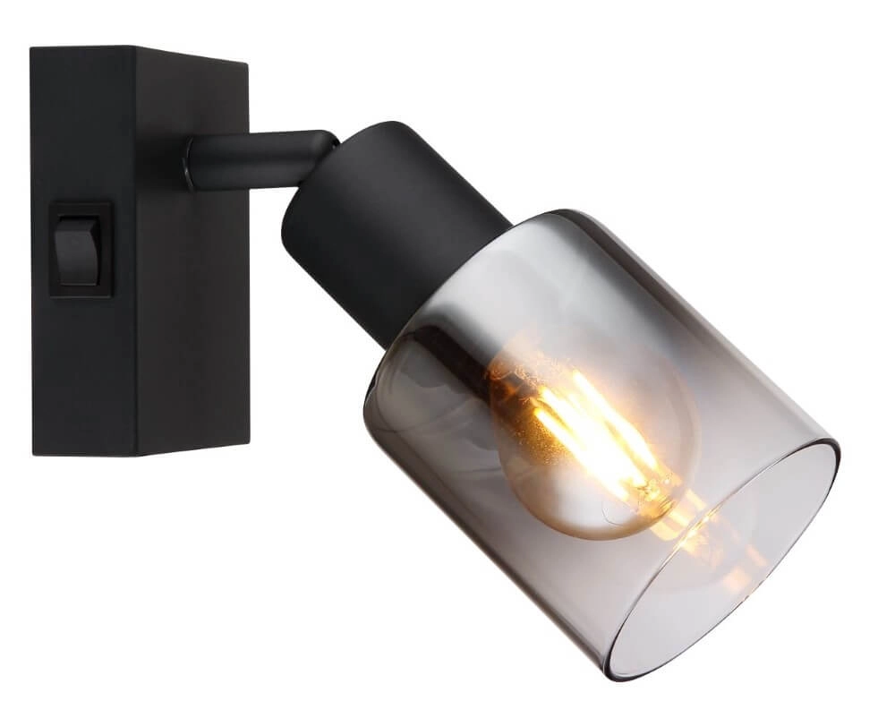 Schwarze Wandlampe Hubertus mit Schalter