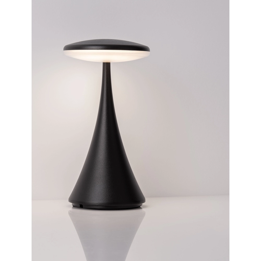 Tischlampe Elbo schwarz wiederaufladbar mit USB
