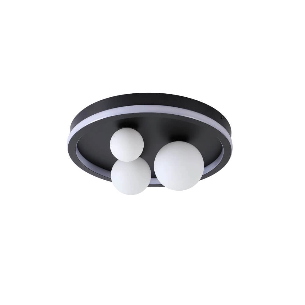 Deckenlampe Trident schwarz mit weißen Kugeln Searchlight 5053423274362