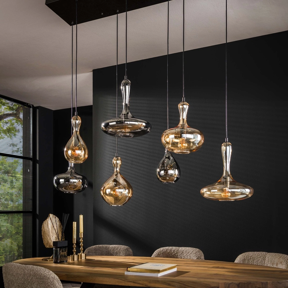 Design-Pendellampe Karaf 7 Gläser – Bernstein und Rauch Lyora 8716803511576