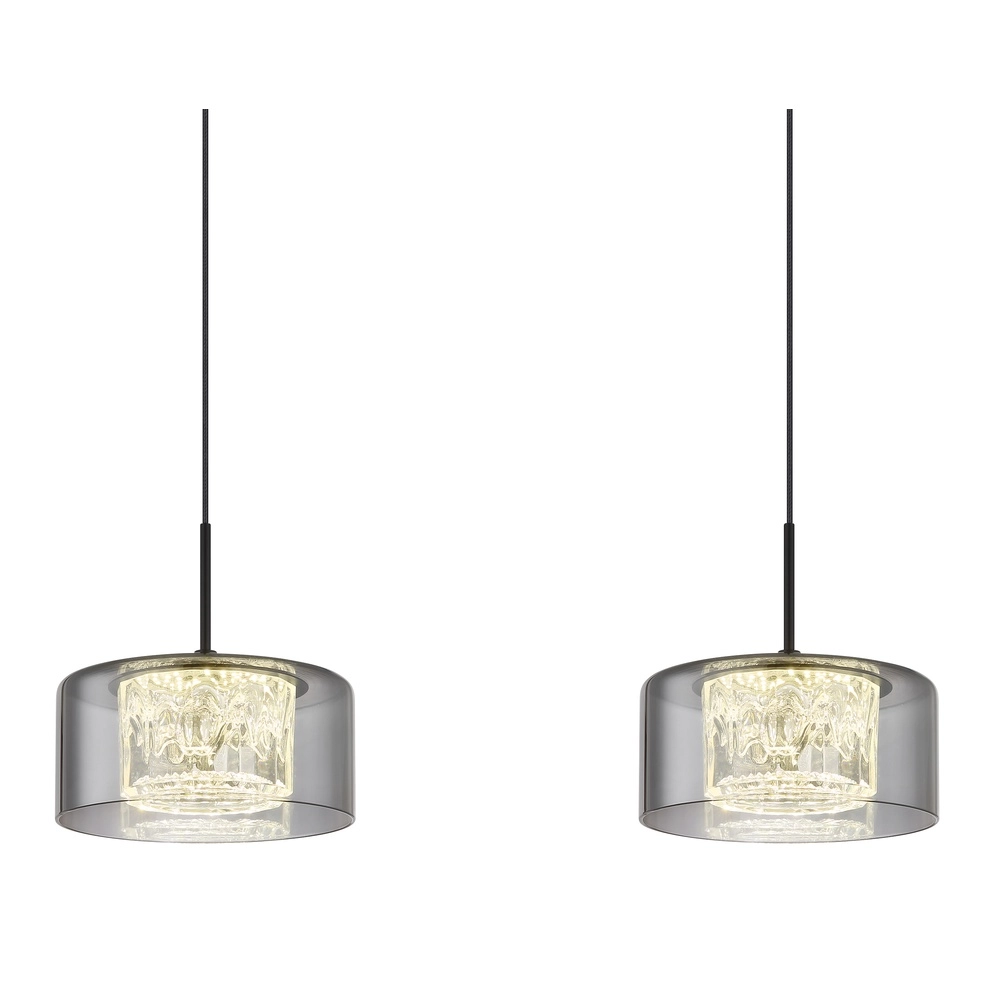 Design-Pendellampe Fogsy 4-Licht Schwarz mit Rauchglas Globo 9007371459377