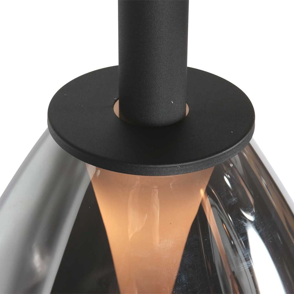 Pendelleuchte Glimsy 5-flammig schwarz mit Rauchglas Steinhauer 8712746177954