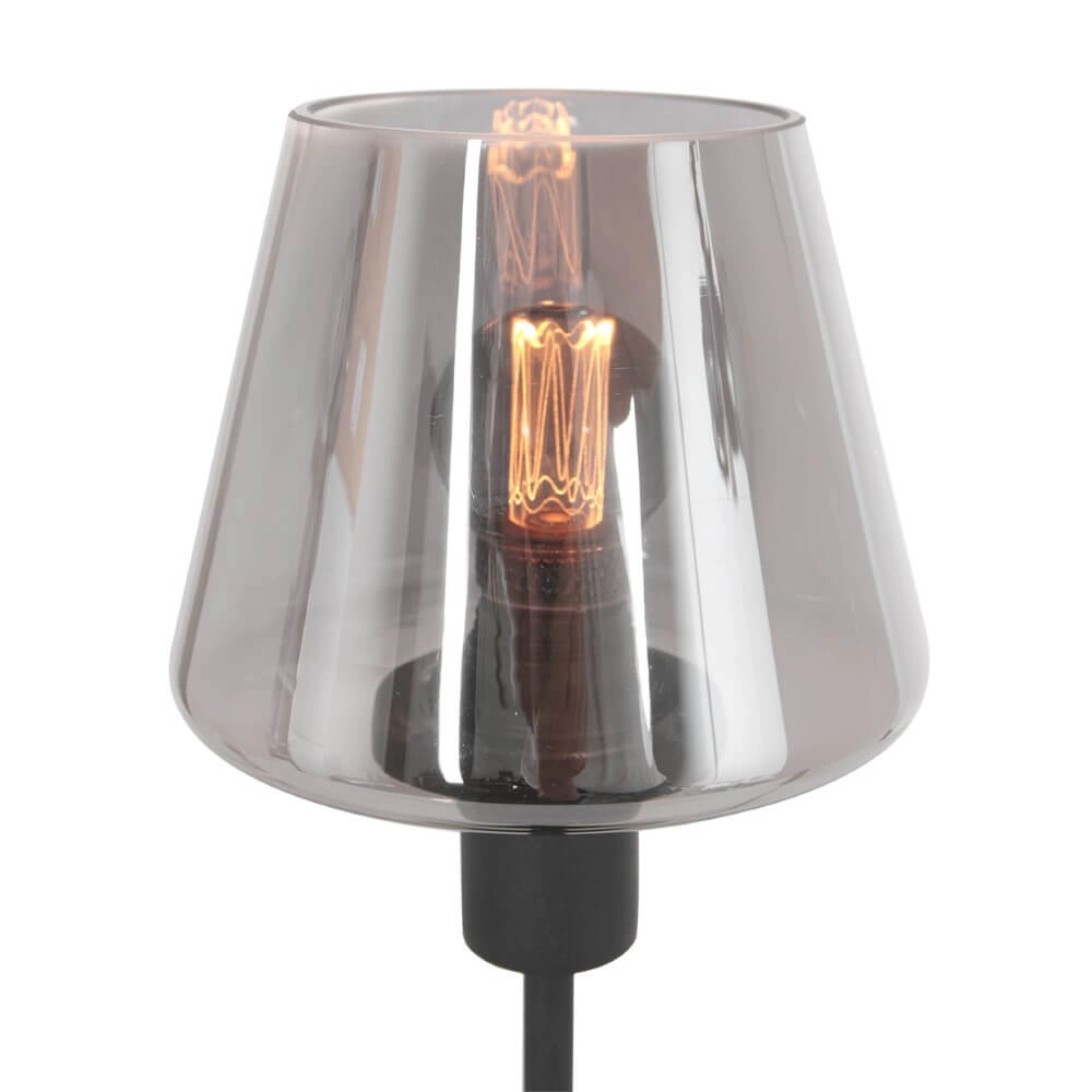 Schwarze Tischlampe Ancilla mit Rauchglas Steinhauer 8712746146790