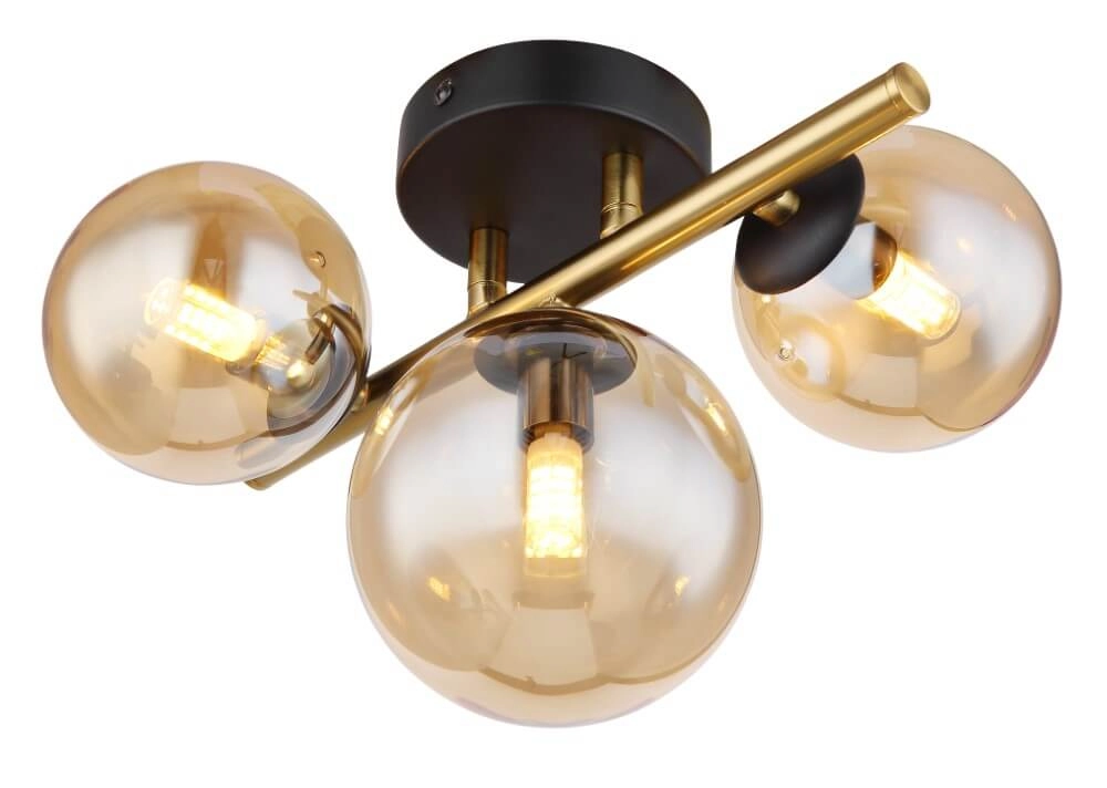 Deckenleuchte Riha Schwarz mit goldenem 3-Licht