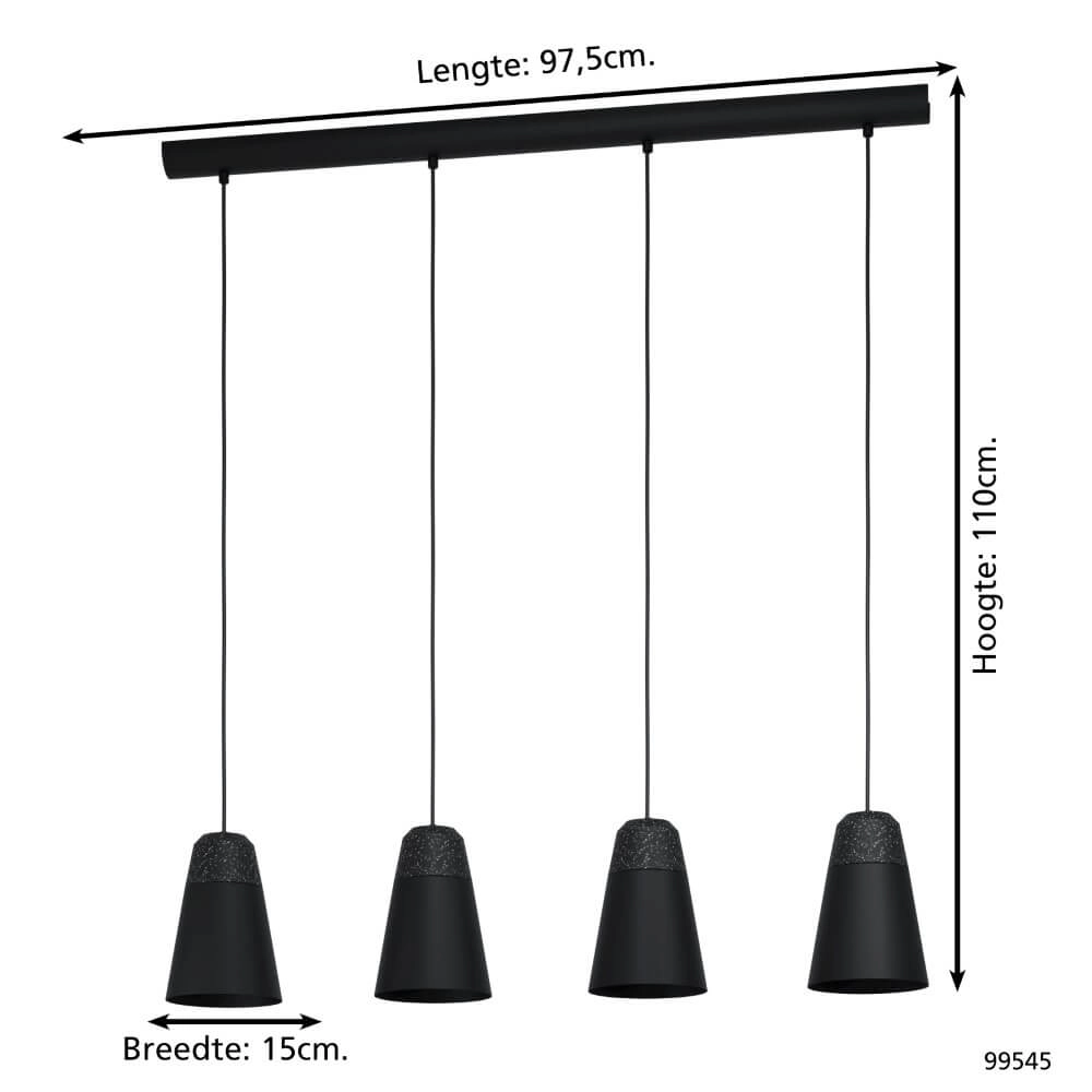 Schwarze Hängelampe mit 4 Leuchten Canterras Eglo 9002759995454