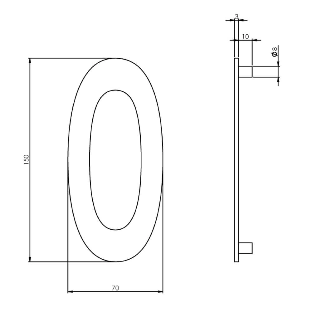 Hausnummer 0 Numbra 15cm Edelstahl Intersteel 8714186058282