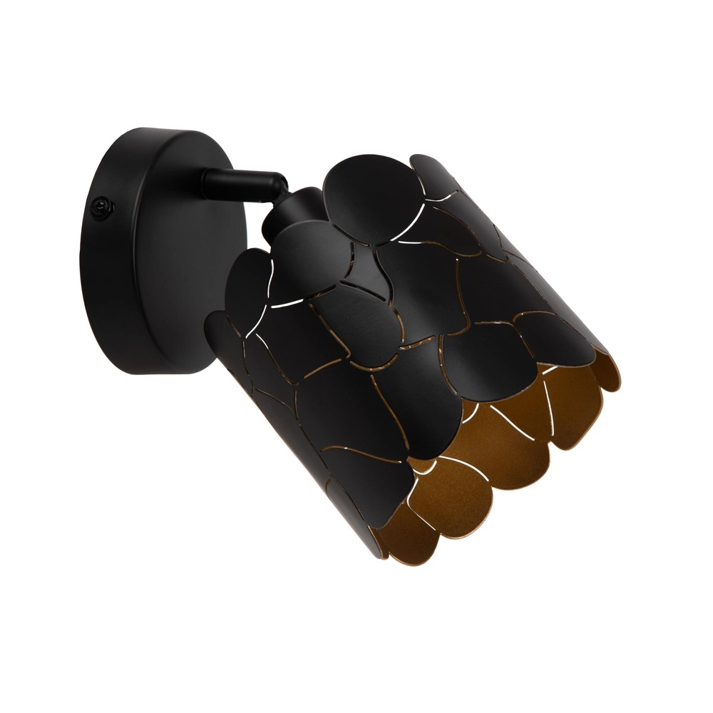 Wandlampe Almelo Schwarz mit Gold innen