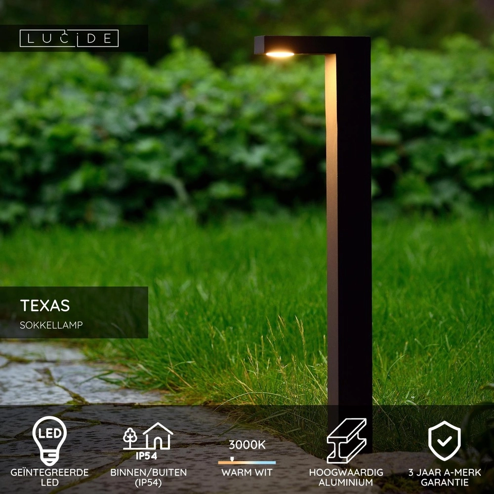 Sockellampe Texas 60 cm Anthrazit Lucide 5411212280473
