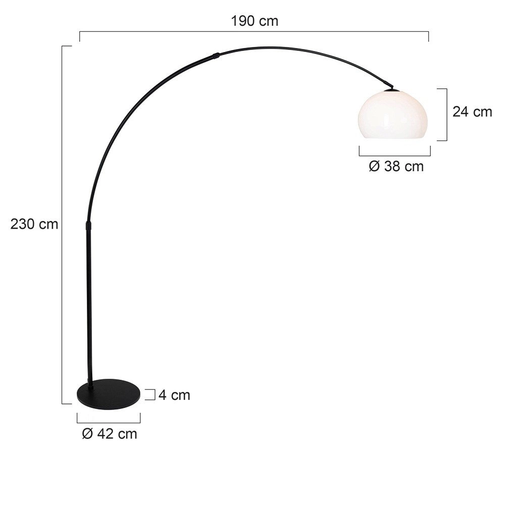 Bogenlampe Stresa schwarz mit weißem Lampenschirm Steinhauer 8712746106640