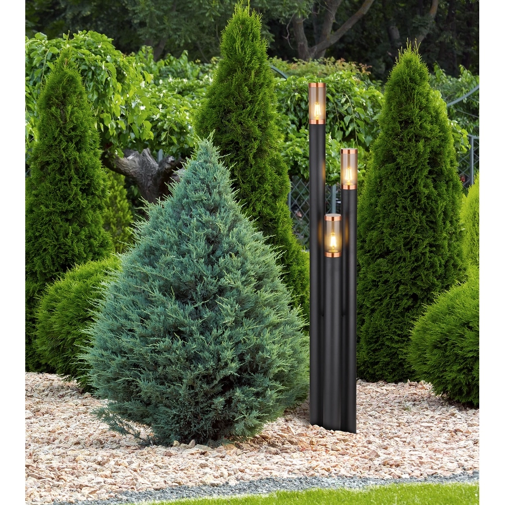 3-Licht-Gartenlampe Boston Schwarz Globo 9007371442904