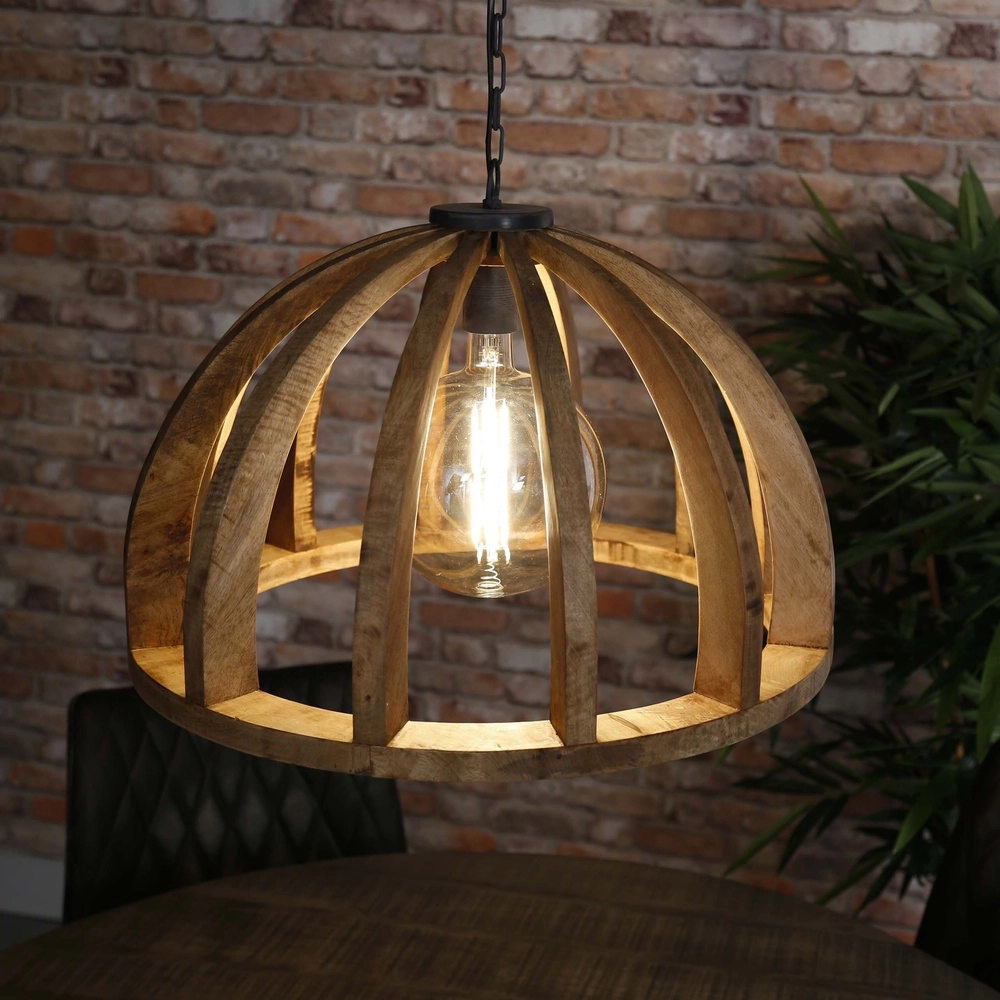 Holz-Esstisch-Pendellampe Orba Ø 60cm - E27 Lyora 8716803513211