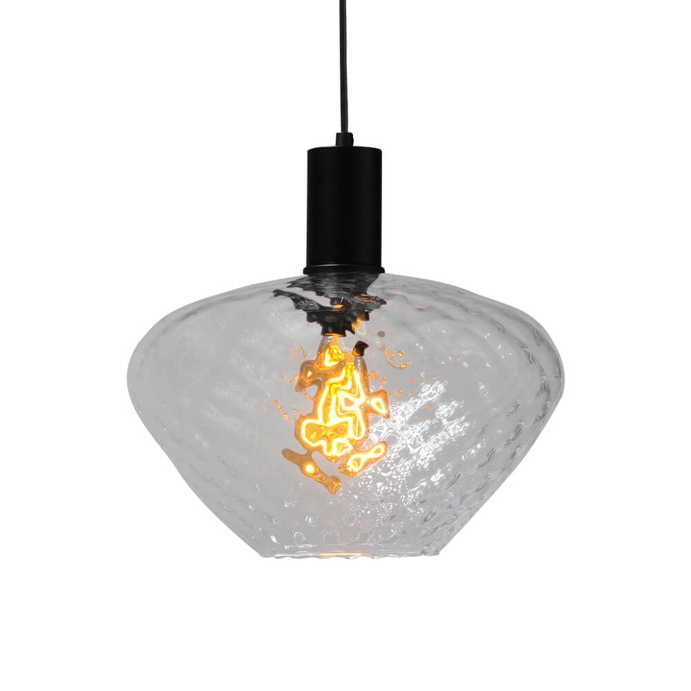 Hängelampe schwarz Porto mit Blossom Klarglas - Ø 30cm