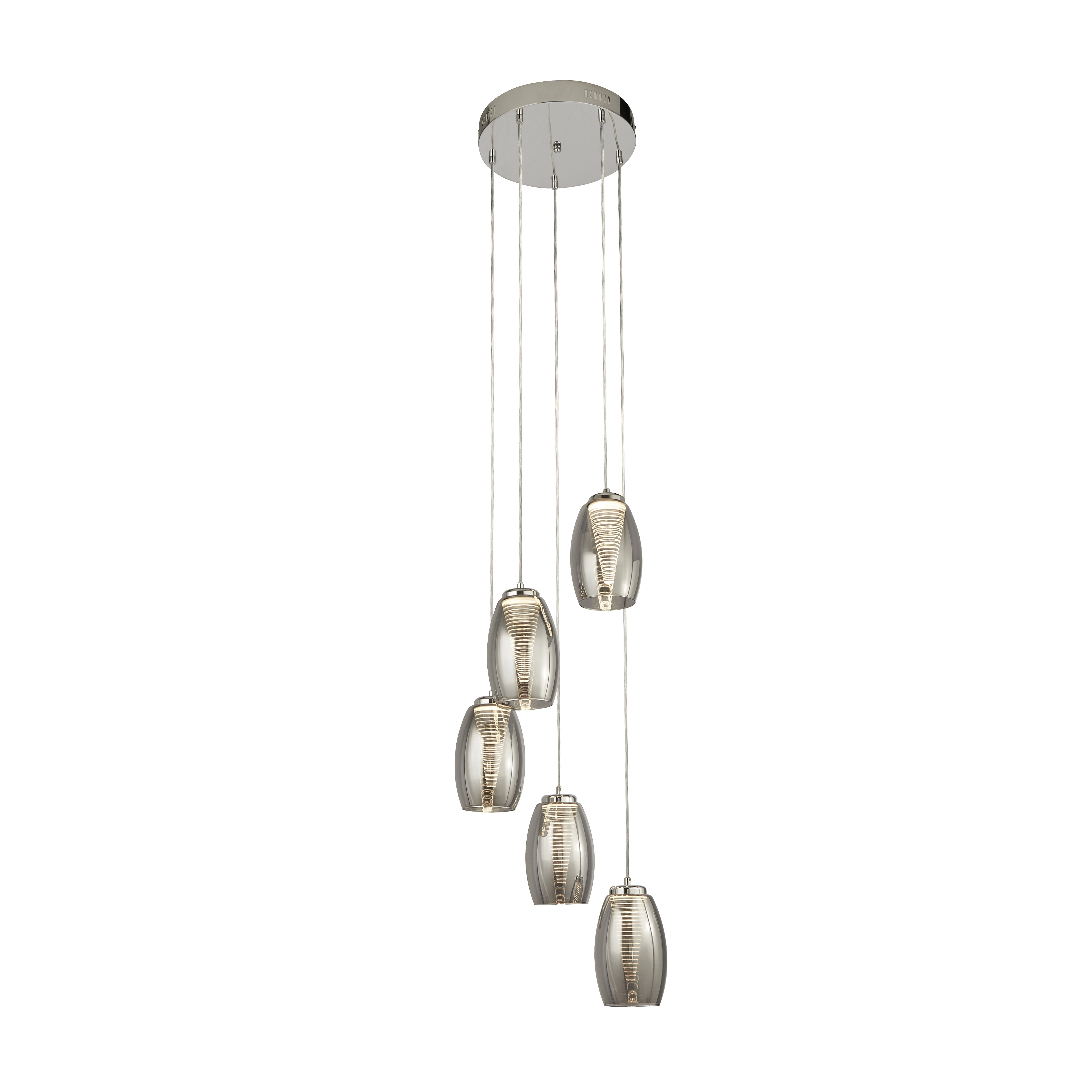 5-Licht Hängelampe Cyclone chrom mit Rauch Searchlight 5053423174433