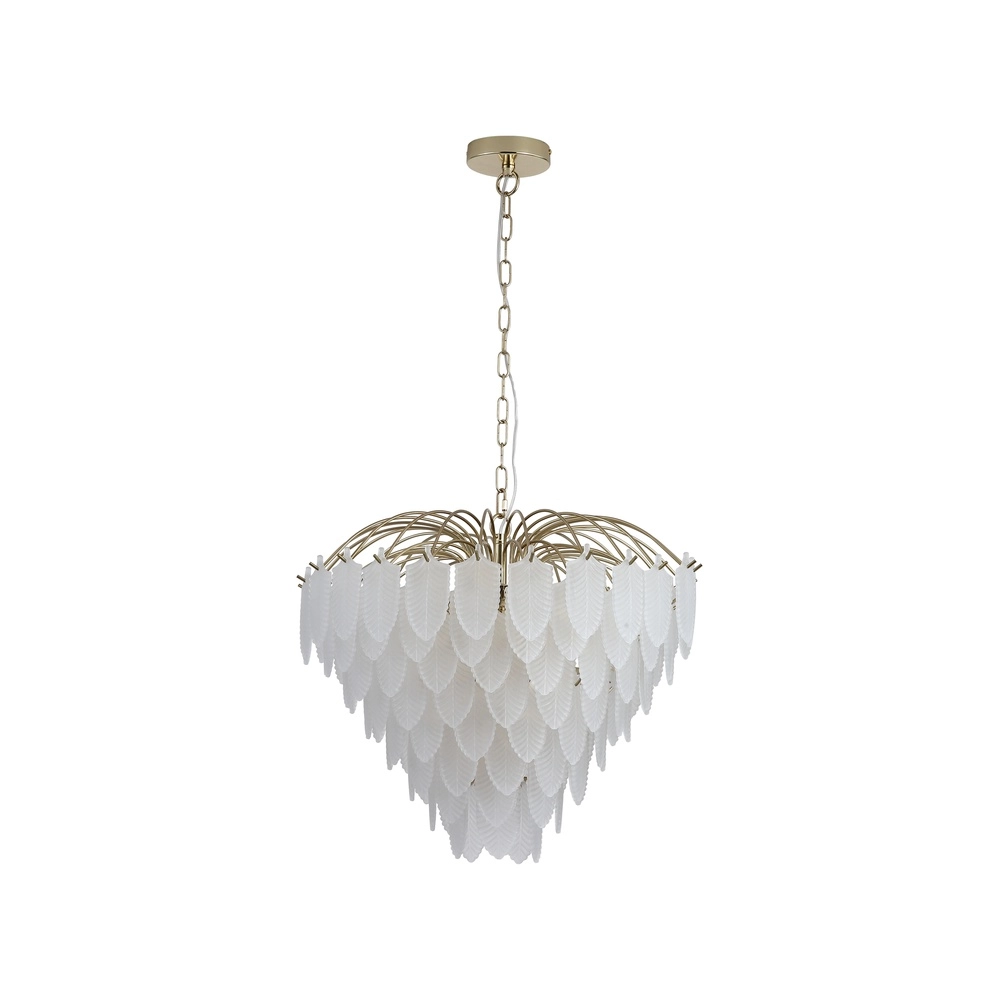 Wandleuchte Feather Gold mit weißem Glas Searchlight 5053423303895
