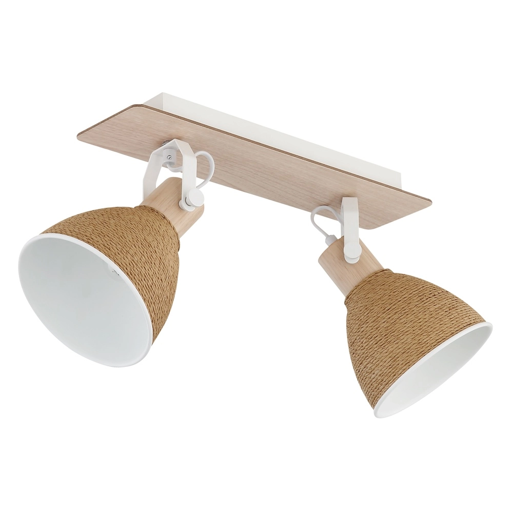 Deckenlampe Lyndon 2-hell weiß mit Rattan Globo 9007371583744