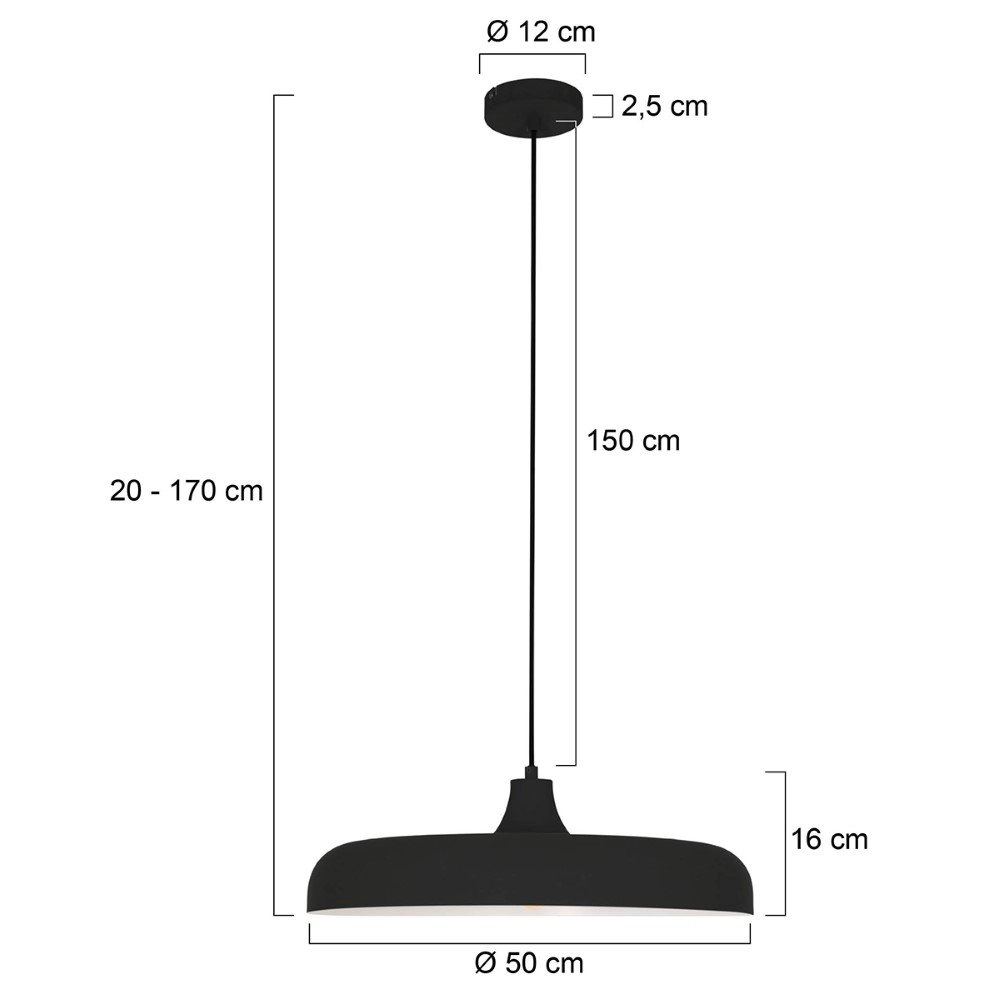 Schwarze Hängelampe Krisip Ø 50cm Steinhauer 8712746132564