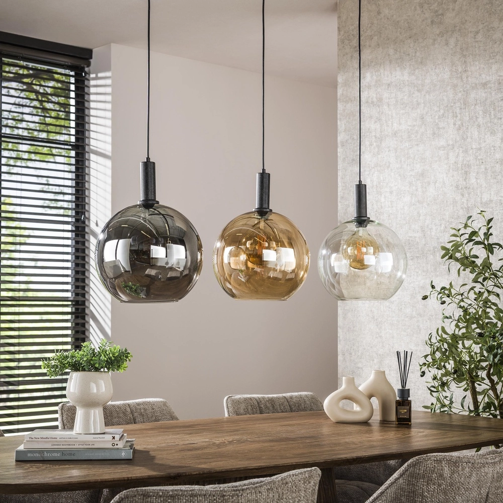 Glas-Pendellampe Sfera 3x Ø 30cm – farbiges Glas Lyora 8716803512351