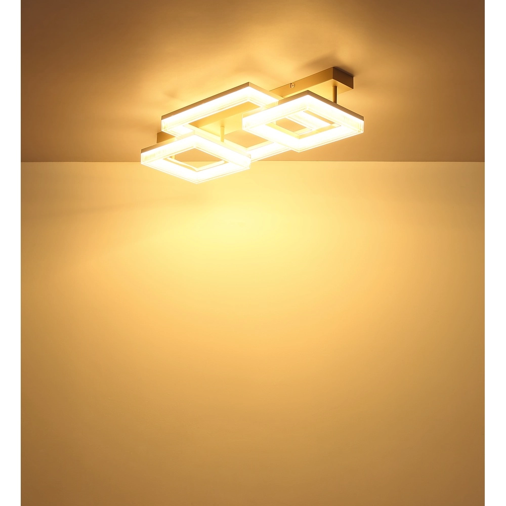 Moderne Deckenleuchte Zara sandbraun quadratisch 66cm Globo 9007371567089
