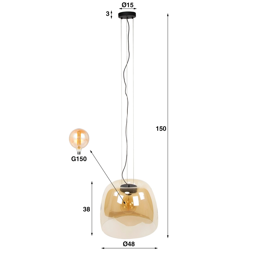 Glas-Pendellampe Drift Ø 48cm – bernsteinfarbenes Glas Lyora 8716803512719