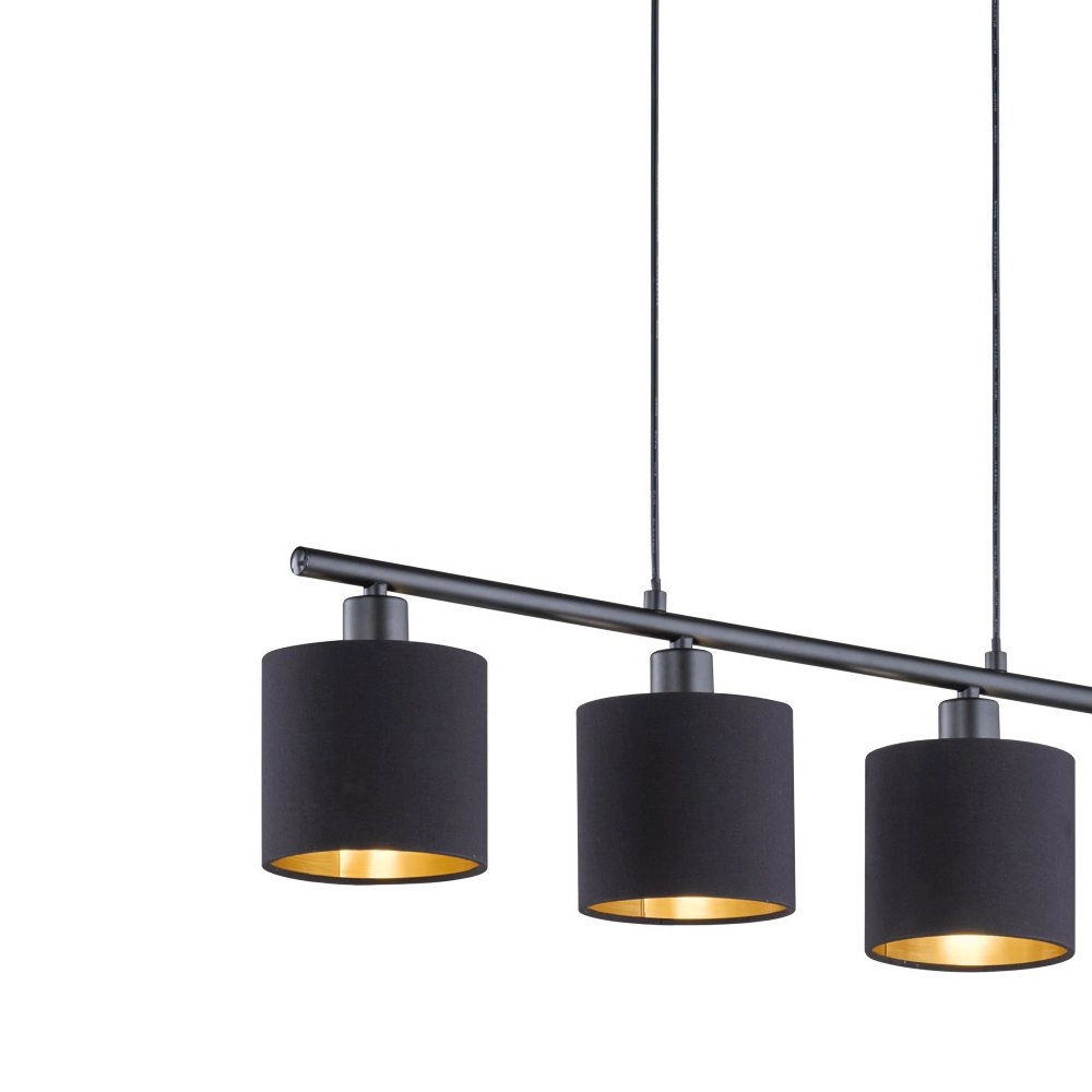 Hängeleuchte für Esszimmer Tommy 4 Lichtschwarz mit gold im Inneren Trio 4017807389005