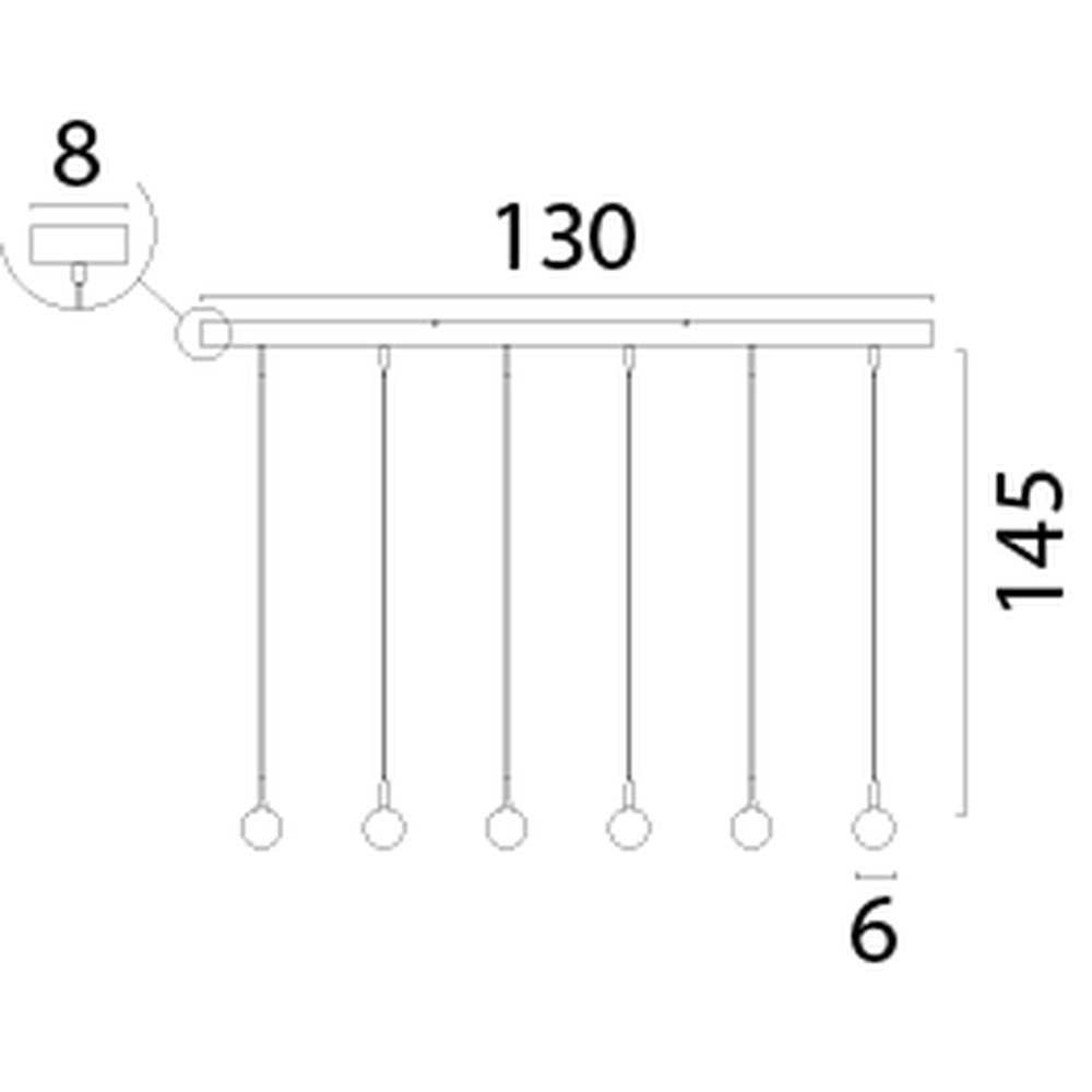 6-Licht Pendellampe Talana schwarz mit Nickel Ø6cm DTW Masterlight 8718121352220