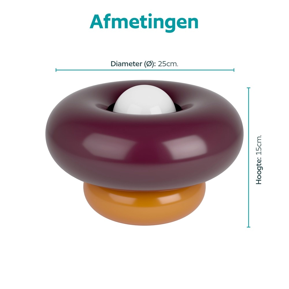 Design-Tischlampe Torchiarolo Orange mit Burgunderrot