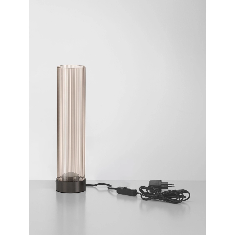 Design-Tischlampe Brielle Anthrazit mit Mokka-Glas Lyora 5212017495457