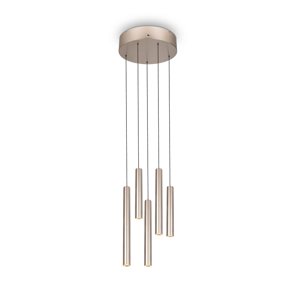 Elegante Pendellampe Arimato 5-Licht runder Champagner