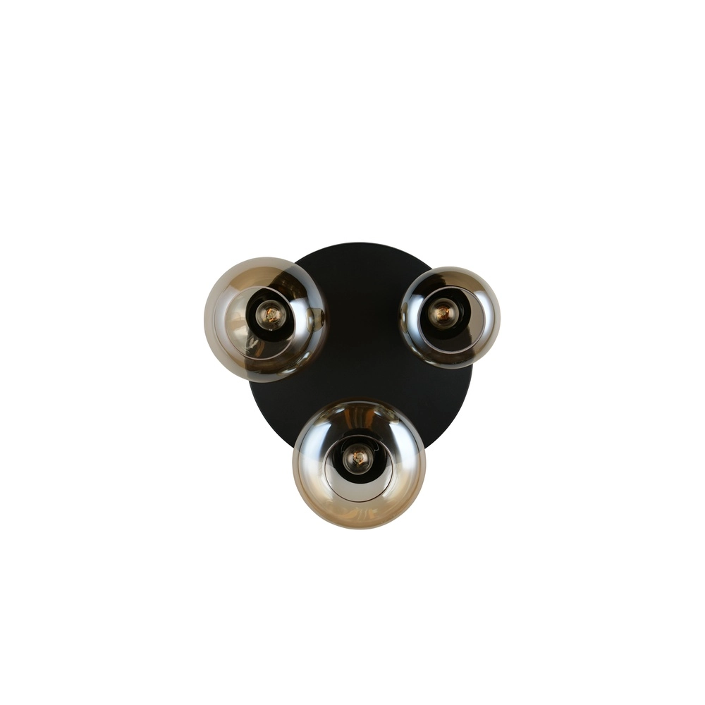 3-flammige Deckenleuchte Lumina schwarz mit Braunglas Trio 4017807663150