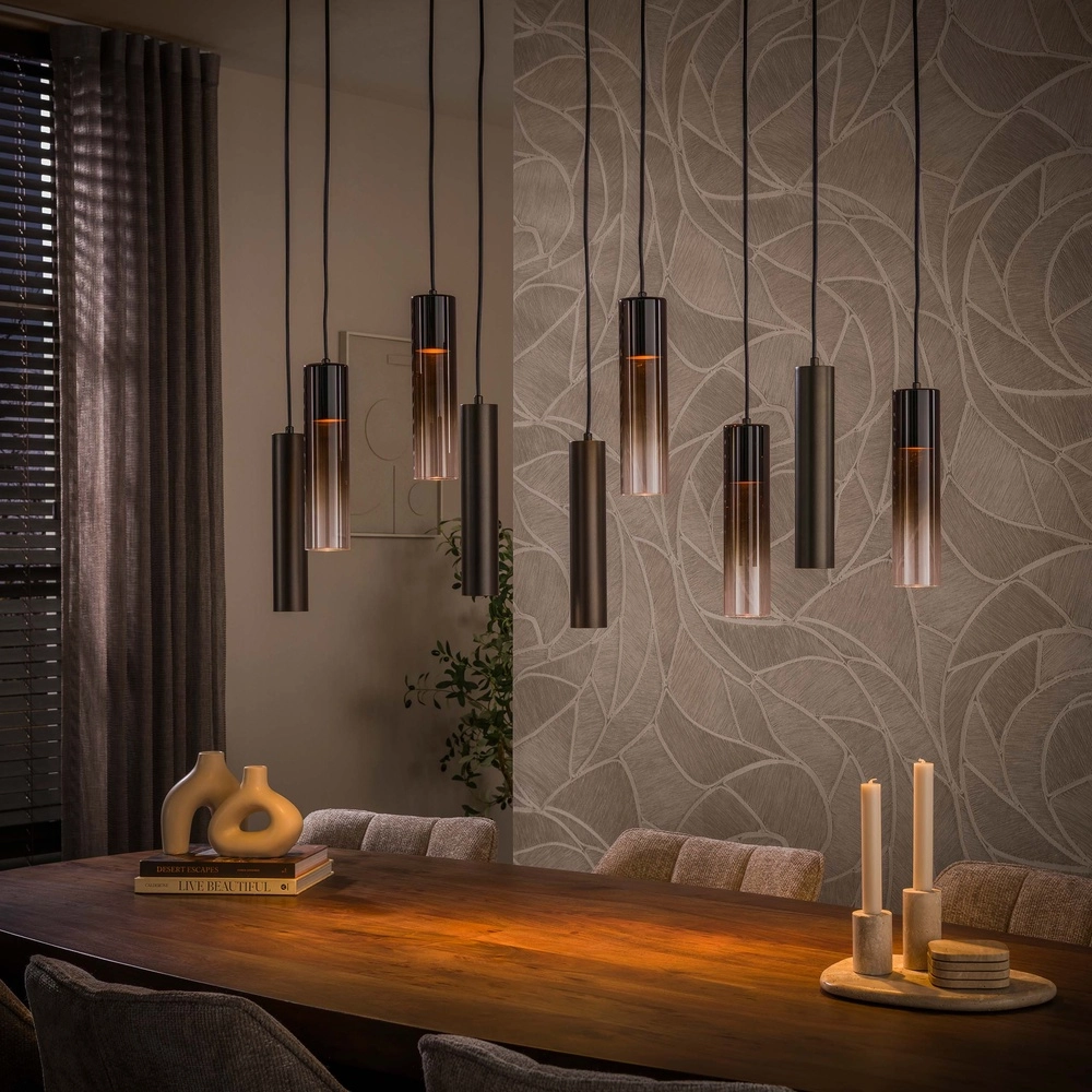 Elegante Pendellampe Lungo Sienna Brown 9-Lichter