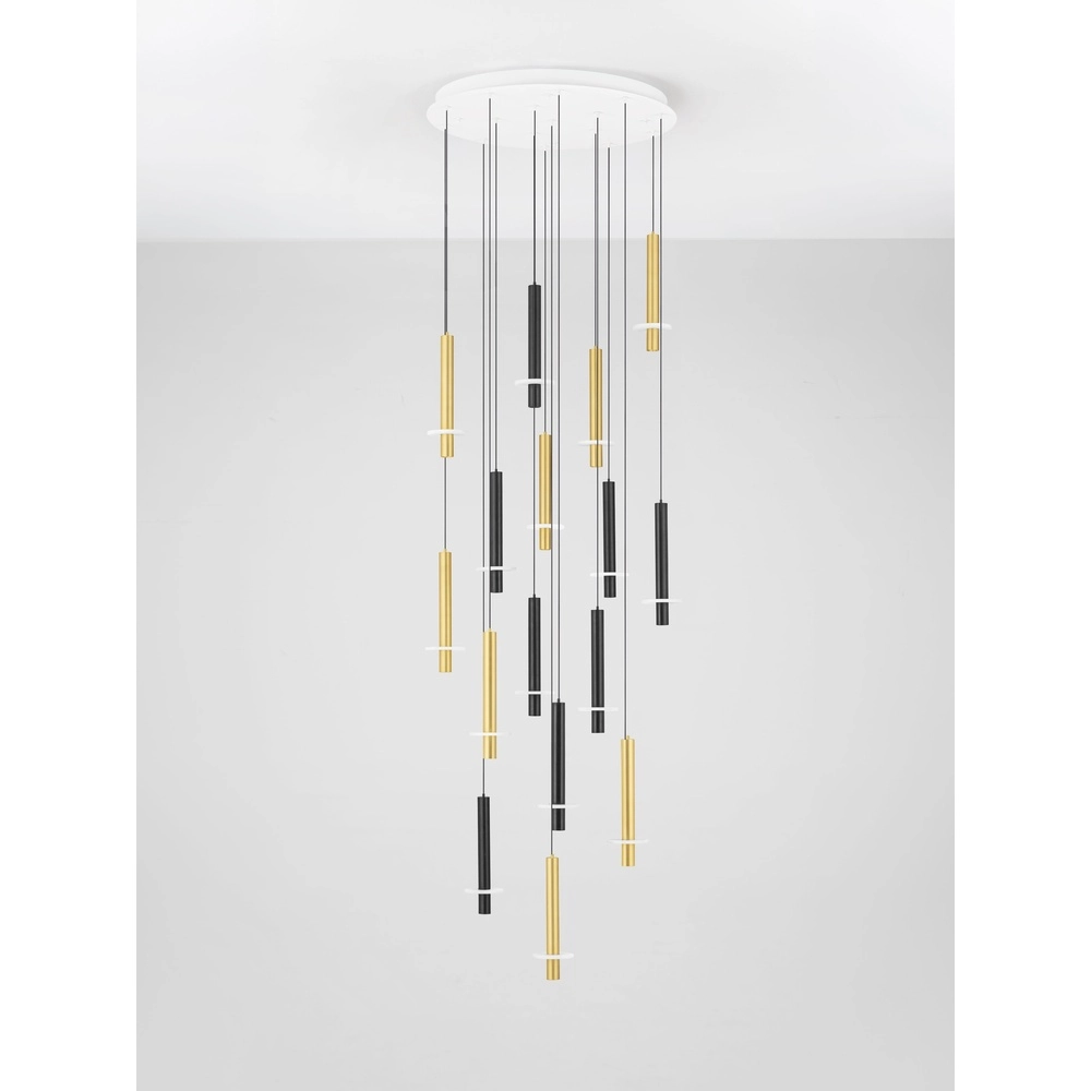 Design-Pendellampe Noemi schwarz mit weiß und gold Ø 72 cm Lyora 5212063503335