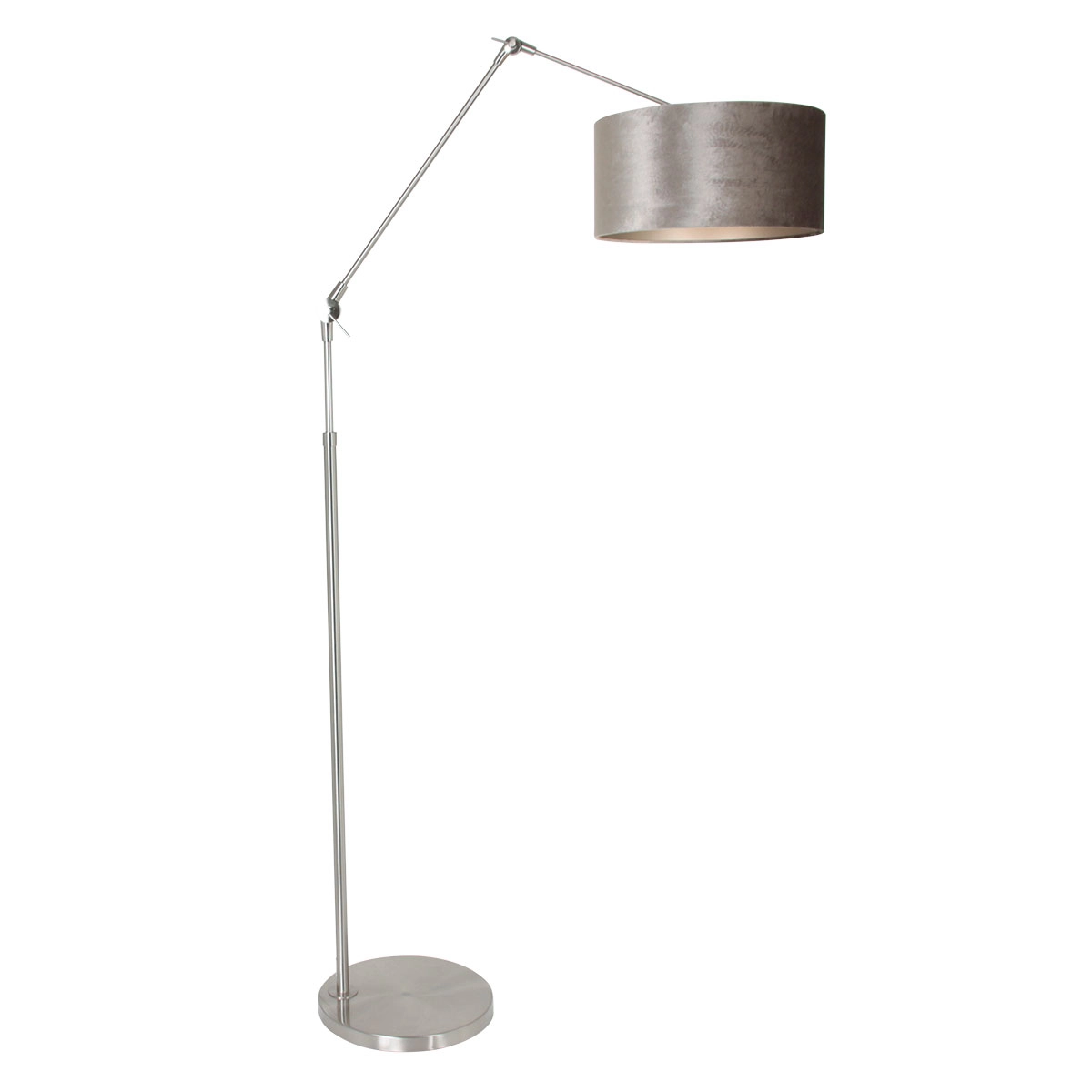 Stehleselampe Prestige Chic Edelstahl mit 40 cm taupefarbenem Samtschirm Steinhauer 8712746145748