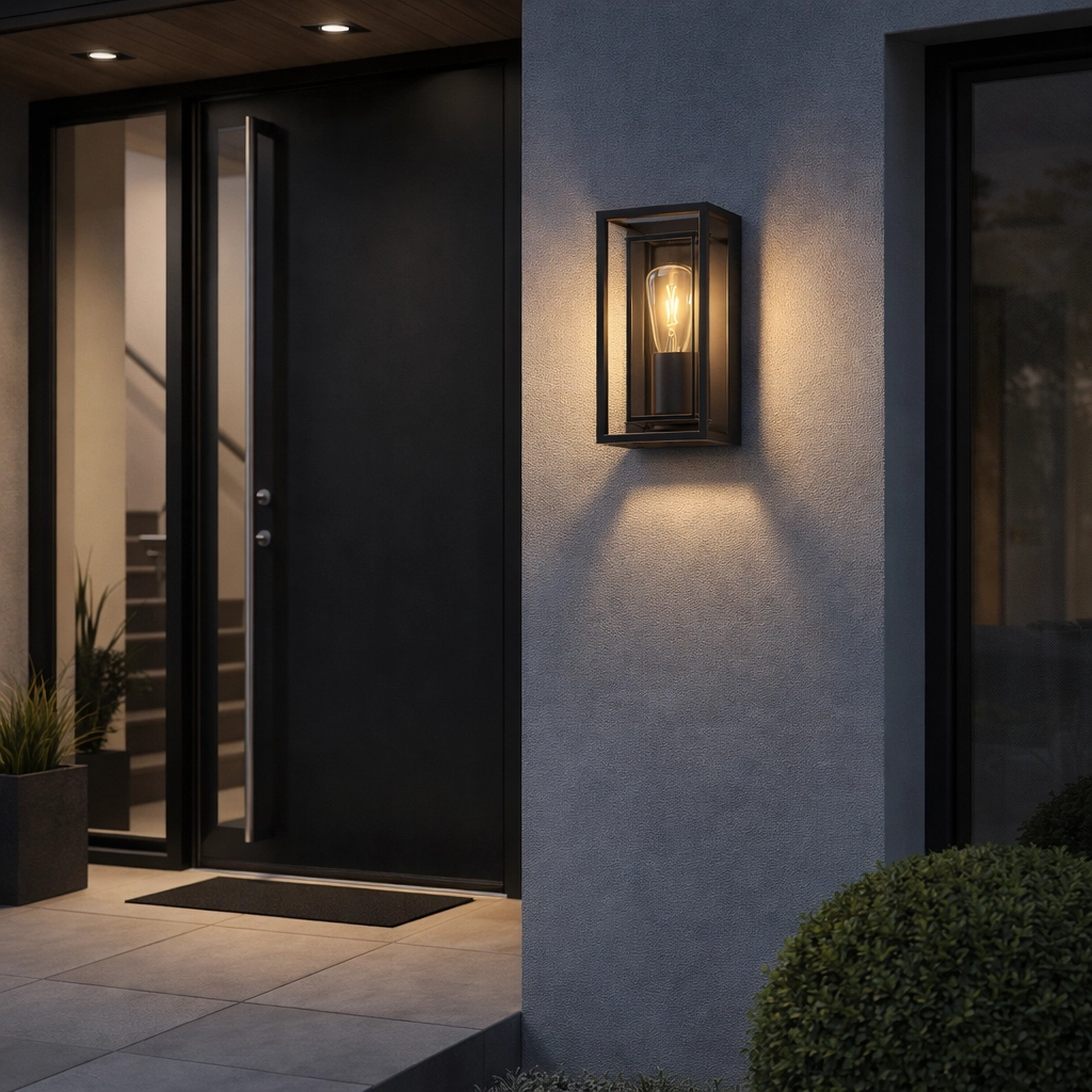 Elegante Außenlampe Leeds schwarz - E27 - Glas Artdelight 8720701104198