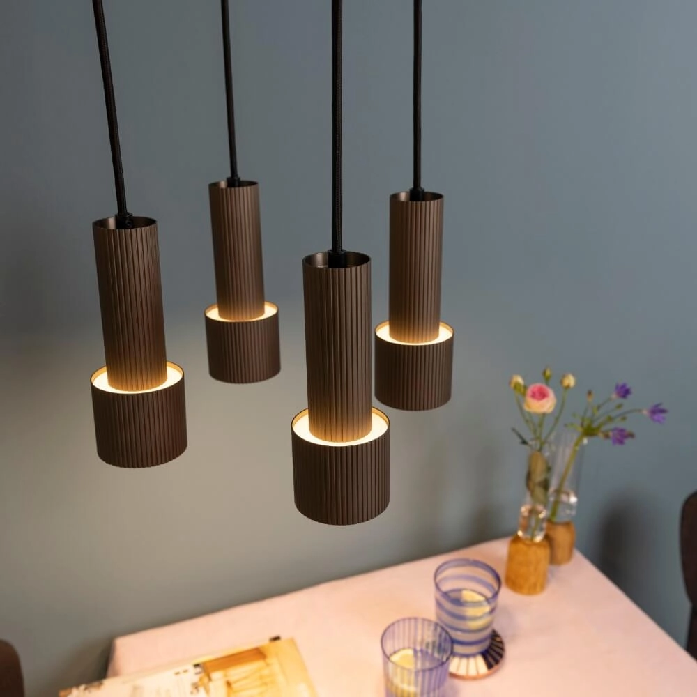 Hängelampe rund Cadiz 4-helles Schwarz mit Bronze Brilliant 4004353446955