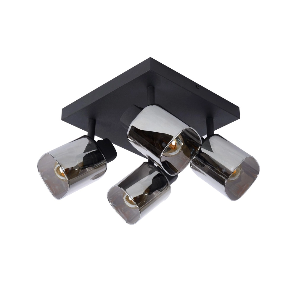 Deckenlampe Alion 4-Licht Schwarz mit Rauchglas