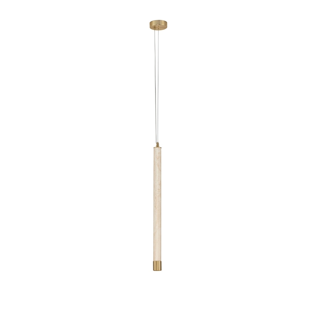 Moderne Pendellampe Muse Gold mit sandbraunem Travertin Lyora 5212017495792