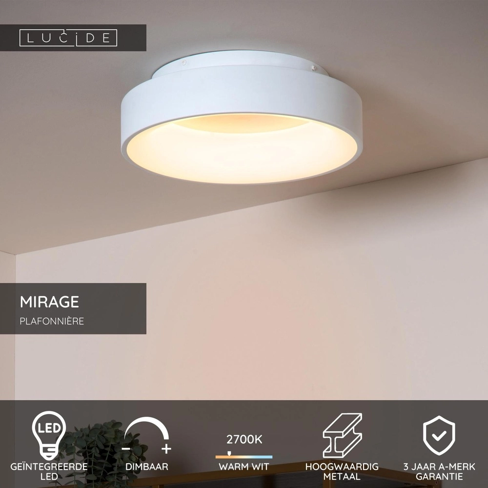 Deckenlampe Mirage Ø 38 cm weiß Lucide 5411212361219