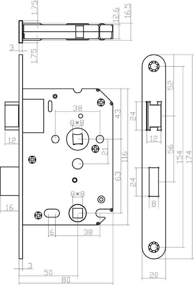 Komplettes Türdrücker-Set Eucla Toilette Schwarz Intersteel 8714186540961