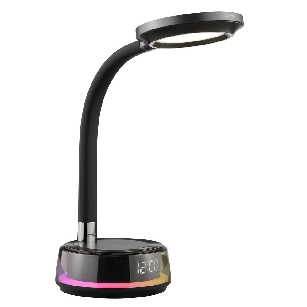 Schreibtischlampe Moonglow Schwarz mit der Uhr