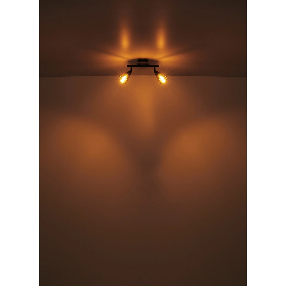 2-Licht Deckenlampe Mubby Schwarz mit Holzoptik Globo 9007371445868