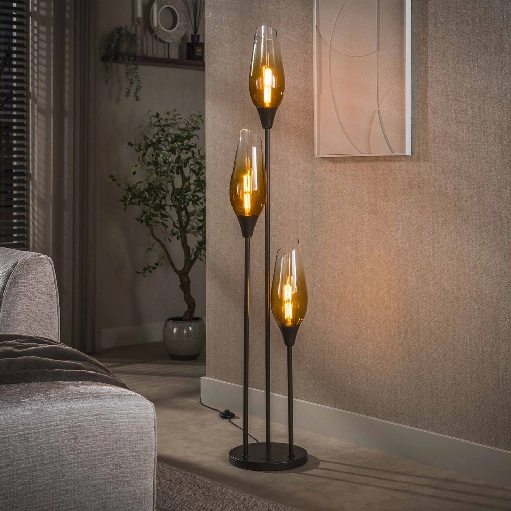 Glas-Stehlampe Cocoon 3x E27 – 168 cm – verblassendes Glas Lyora 8716803511880