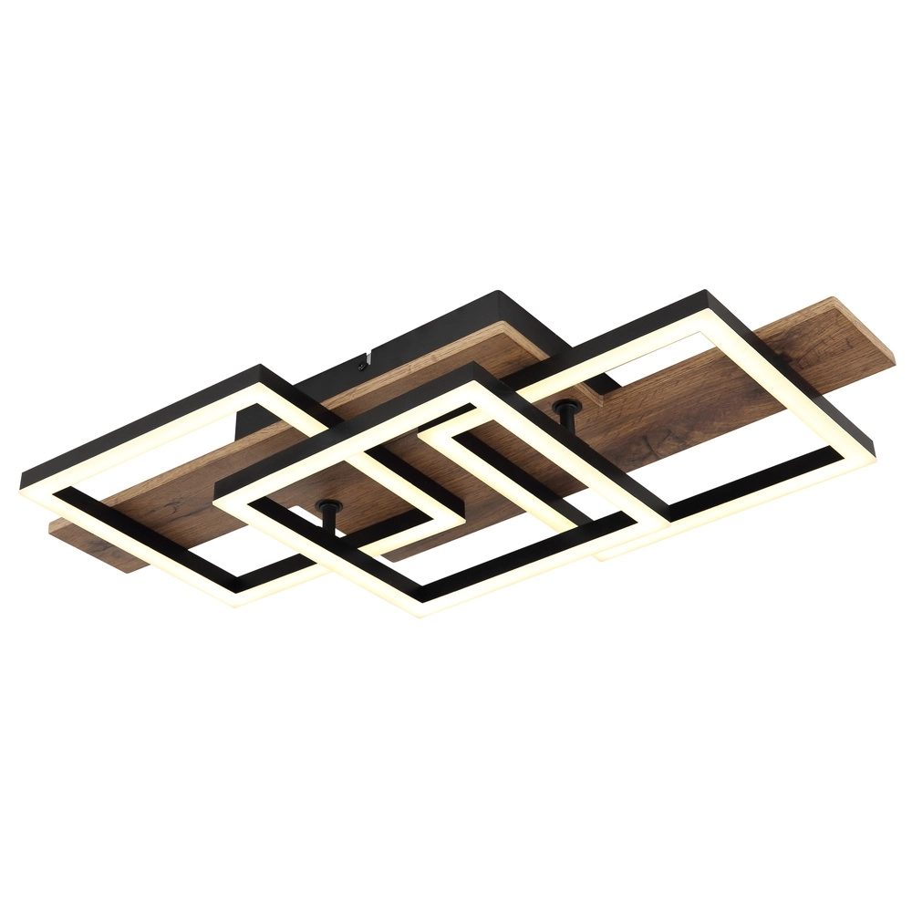 Design-Deckenlampe Jeffry Schwarz mit Holz 58cm