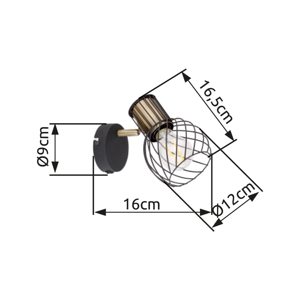 Wandlampe Argusto Schwarz Globo 9007371387717