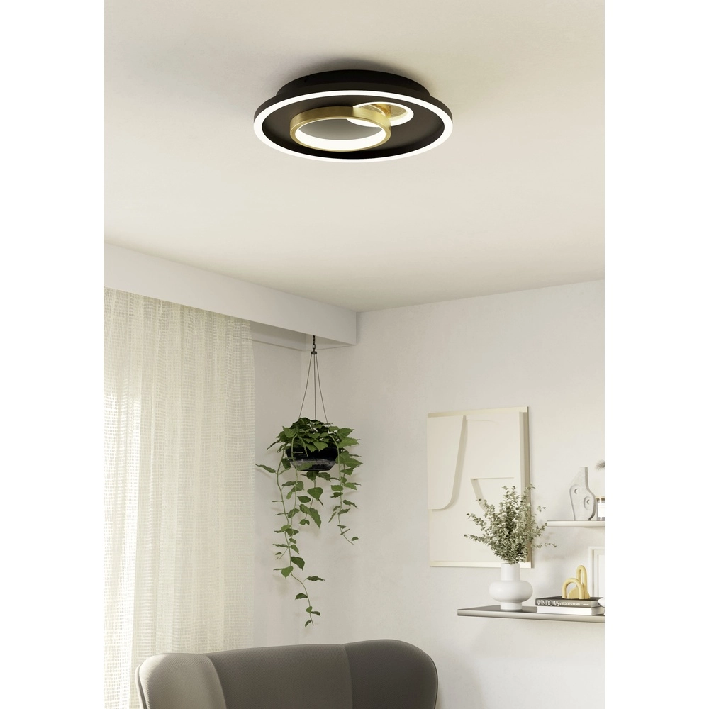 Design-Deckenlampe Tiriolo LED – schwarz mit Gold – Ø 38 cm Eglo 9008606316359
