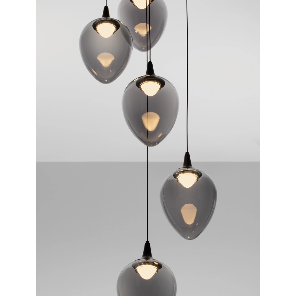 Pendelleuchte Nali 5-flammiges Rauchglas
