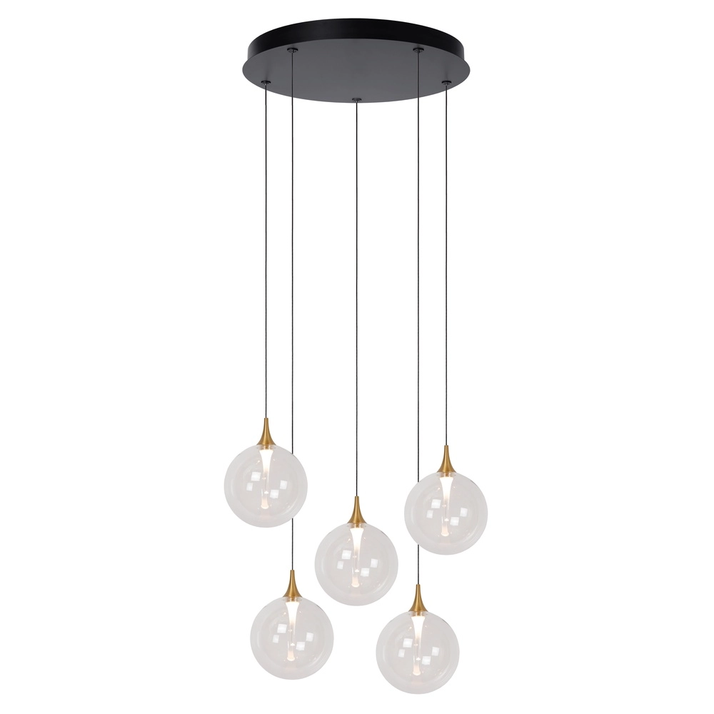 Design-LED-Pendelleuchten Gisela klar – 5x Ø 16 cm