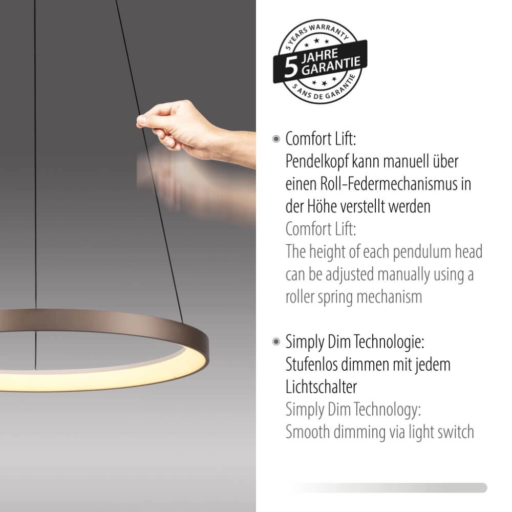 Runde Hängelampe Hoop braun Paul Neuhaus 4012248384701
