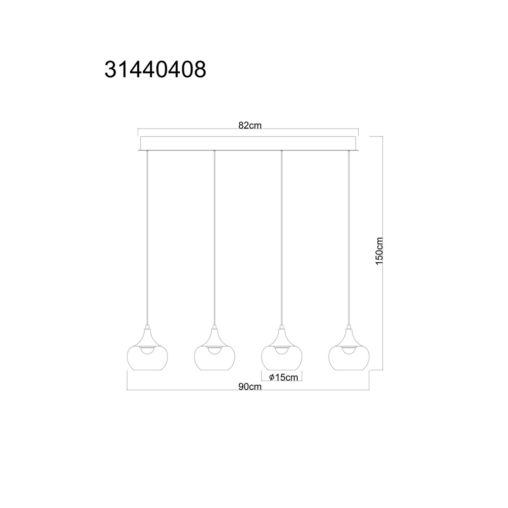 Design-Pendellampe Lui 4-Licht Schwarz Globo 9007371589609