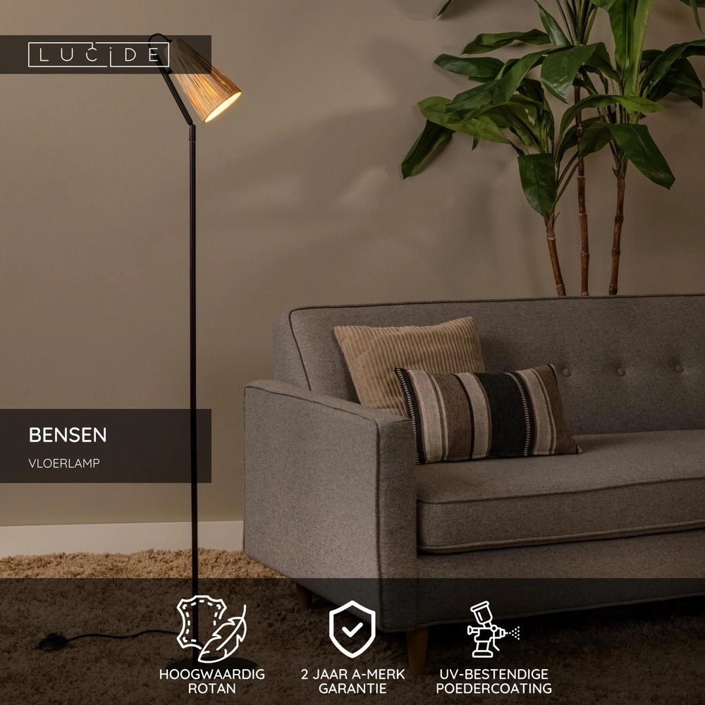 Einzigartige Stehlampe Bensen Holz Lucide 5411212051660